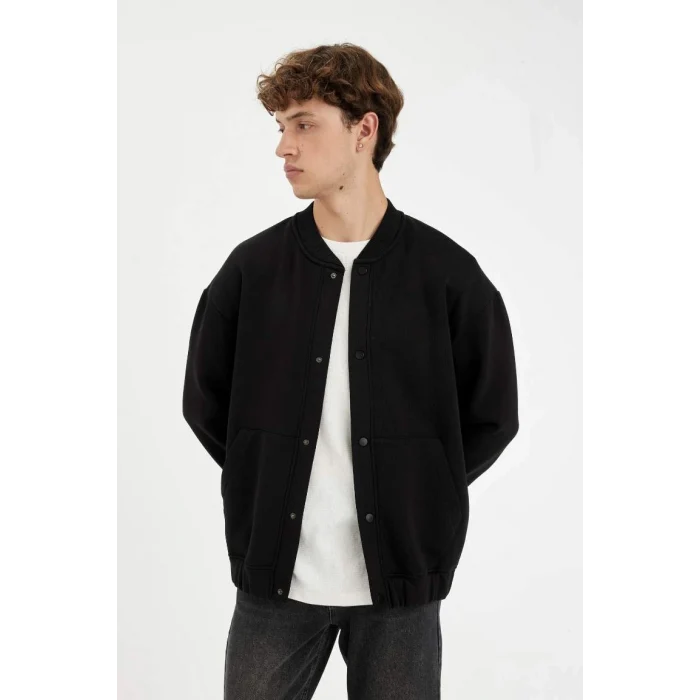 C7058 Kolej Yaka Bomber İçi Yumuşak Tüylü Hırka