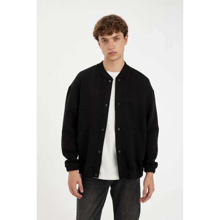 C7058 Kolej Yaka Bomber İçi Yumuşak Tüylü Hırka