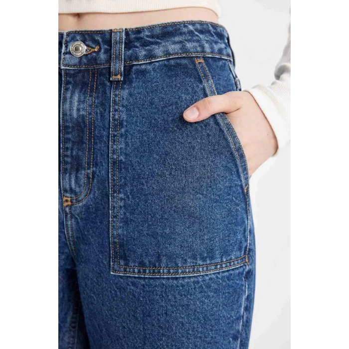 C7326 Wide Leg Kargo Yüksek Bel Uzun Jean Pantolon