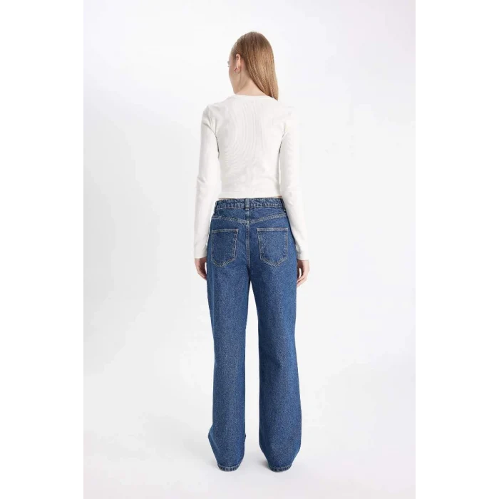 C7326 Wide Leg Kargo Yüksek Bel Uzun Jean Pantolon