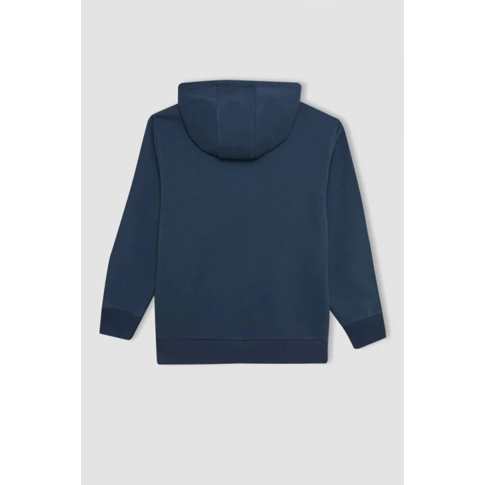 C7567 Lacivet Cepli Yazı Baskılı Kapüşonlu Kalın Okul Sweatshirt