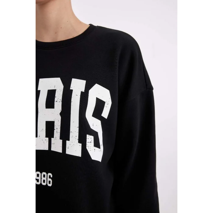 C7810 Loose Fit Baskılı Kalın Kumaş Sweatshirt