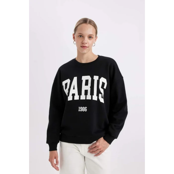 C7810 Loose Fit Baskılı Kalın Kumaş Sweatshirt