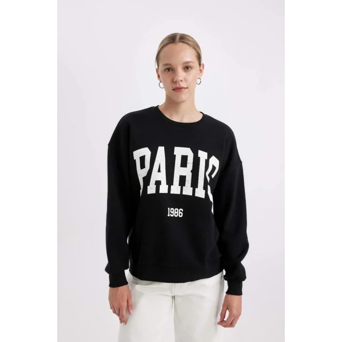 C7810 Loose Fit Baskılı Kalın Kumaş Sweatshirt