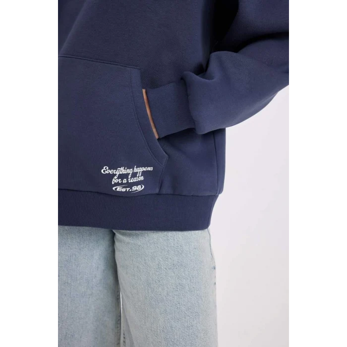 C7817 Oversize Fit Kapüşonlu Baskılı Sweatshirt