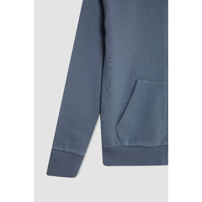 C8110 Basic Kapüşonlu Cepli Fermuarlı Okul Hırkası