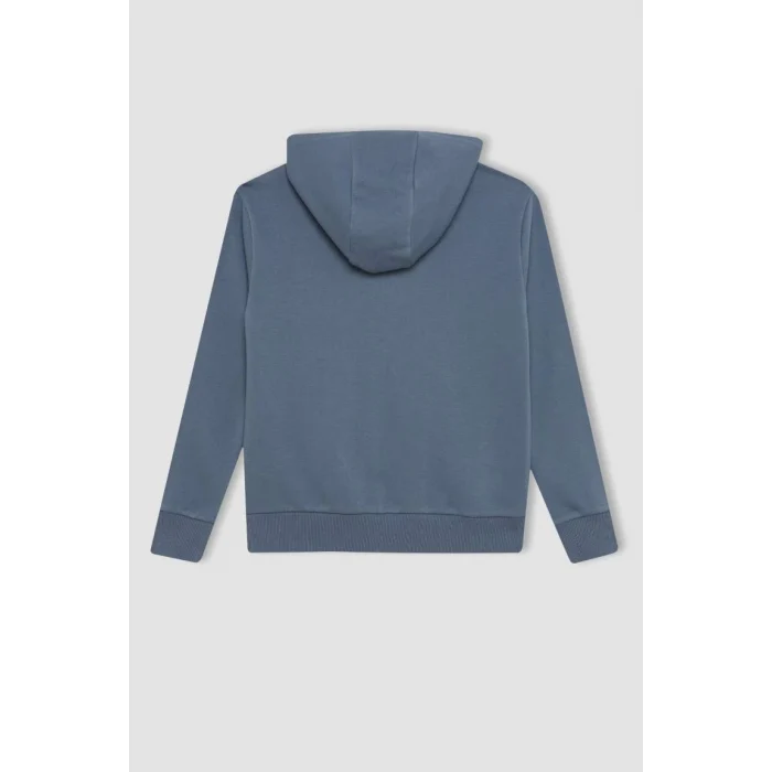 C8110 Basic Kapüşonlu Cepli Fermuarlı Okul Hırkası