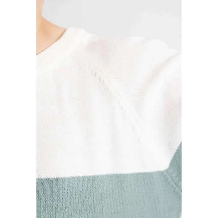 C8115 Renk Bloklu Bisiklet Yaka Triko Kazak