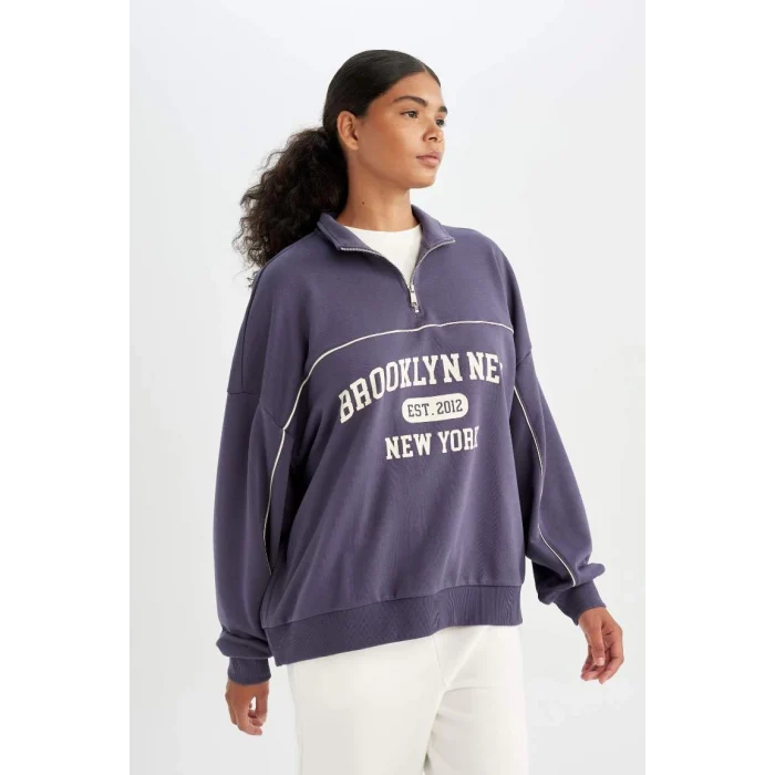 C8246 NBA Brooklyn Nets Yarım Fermuarlı Sweatshirt