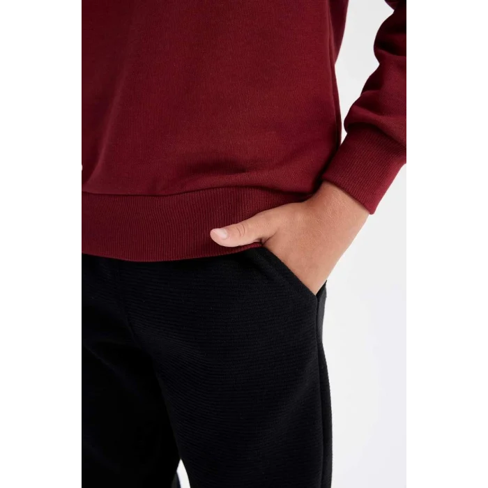 C8320 Erkek Çocuk 2li Takım Bisiklet Yaka Baskılı Sweatshirt Beli Lastikli Jogger Eşofman Altı