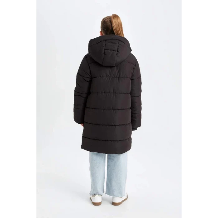 C8474 Su İtici Kapüşonlu Fermuarlı Çıtçıt Kapamalı Cepli Parka