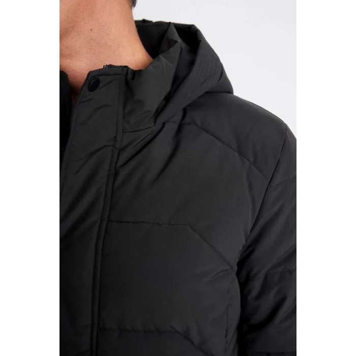 C8486 Su İtici Kapüşonlu Mont Slim Fit Dar Kesim Fermuarlı Çıtçıt Kapamalı Cepli