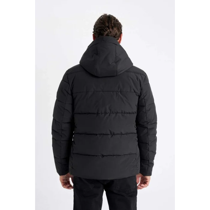 C8486 Su İtici Kapüşonlu Mont Slim Fit Dar Kesim Fermuarlı Çıtçıt Kapamalı Cepli