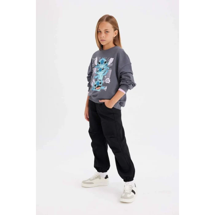 C8776 Beli ve Paçası Lastikli Cepli Pamuklu Siyah Paraşüt Pantolon