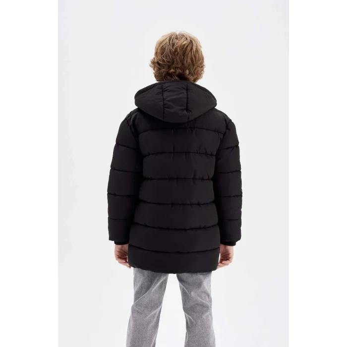 C8782 Su İtici Kapüşonlu Fermuarlı Çıtçıt Kapamalı Cepli Parka