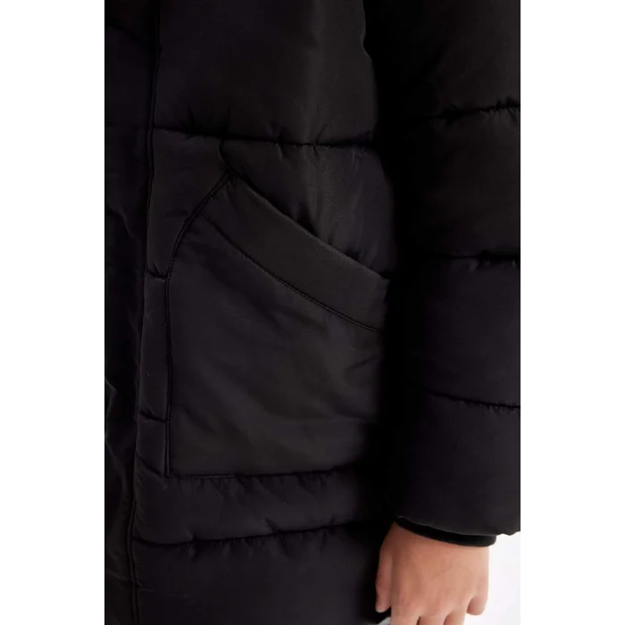 C8782 Su İtici Kapüşonlu Fermuarlı Çıtçıt Kapamalı Cepli Parka