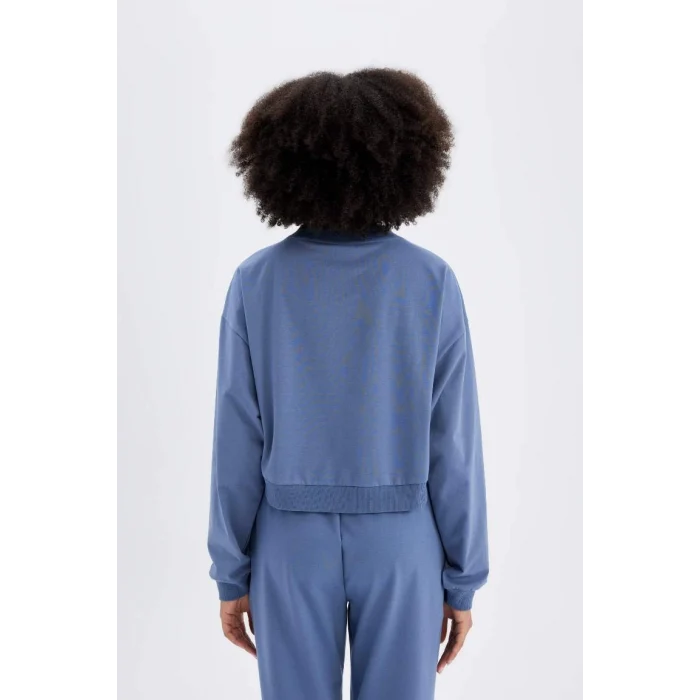 C9405 DeFactoFit Oversize Geniş Kalıp Bisiklet Yaka Baskılı Sporcu Sweatshirt