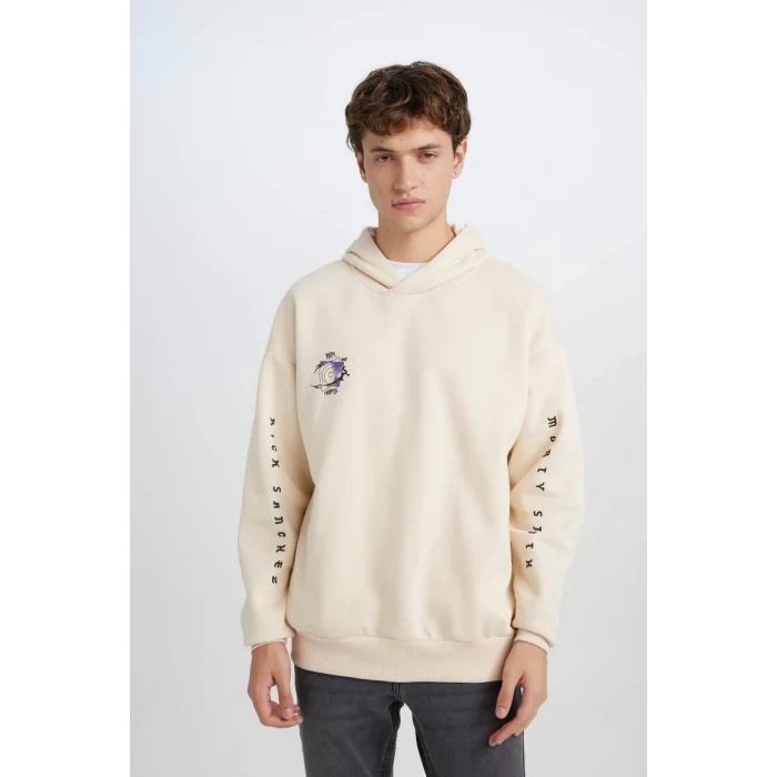C9741 Rick and Morty Oversize Geniş Kalıp Bisiklet Yaka Sırt Baskılı Kalın Sweatshirt