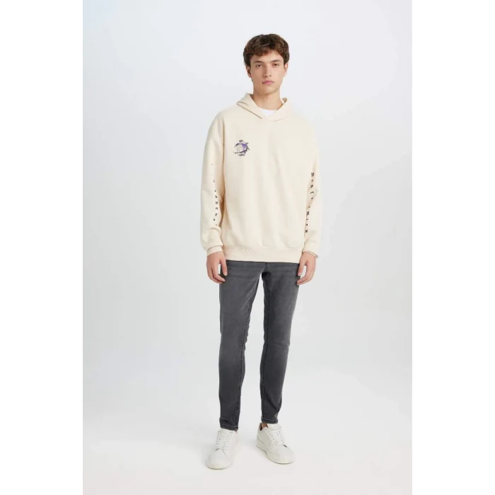C9741 Rick and Morty Oversize Geniş Kalıp Bisiklet Yaka Sırt Baskılı Kalın Sweatshirt