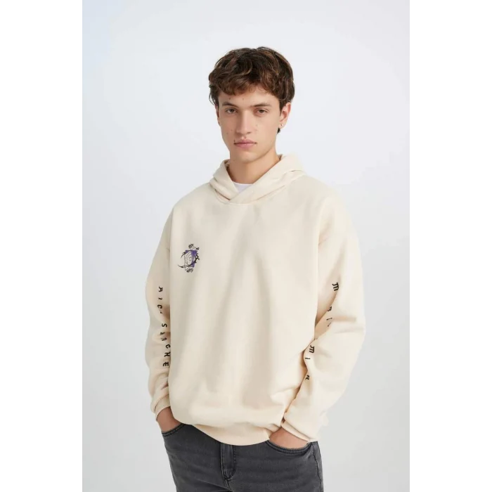 C9741 Rick and Morty Oversize Geniş Kalıp Bisiklet Yaka Sırt Baskılı Kalın Sweatshirt