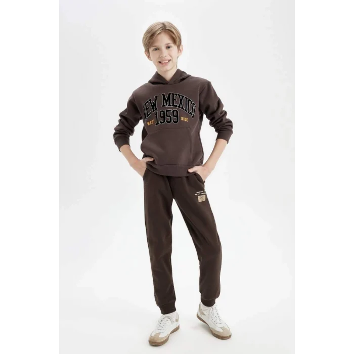 C9778 Beli Paçası Lastikli Cepli Baskılı Jogger Eşofman Altı