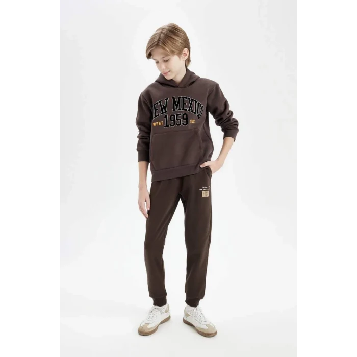 C9778 Beli Paçası Lastikli Cepli Baskılı Jogger Eşofman Altı