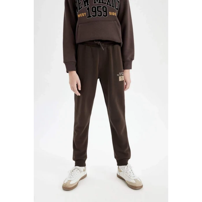 C9778 Beli Paçası Lastikli Cepli Baskılı Jogger Eşofman Altı