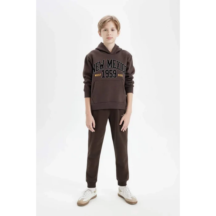 C9778 Beli Paçası Lastikli Cepli Baskılı Jogger Eşofman Altı