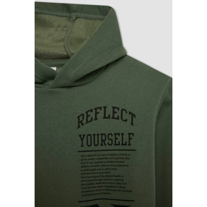 C9786 Baskılı Kapüşonlu Sweatshirt