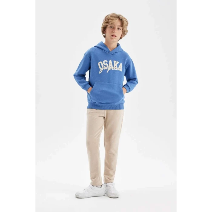 C9787 Baskılı Kapüşonlu Sweatshirt