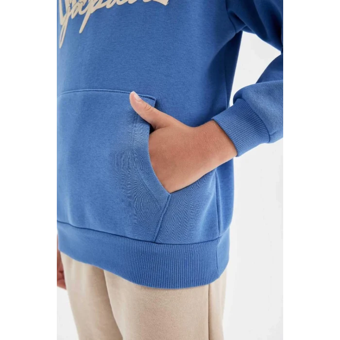 C9787 Baskılı Kapüşonlu Sweatshirt