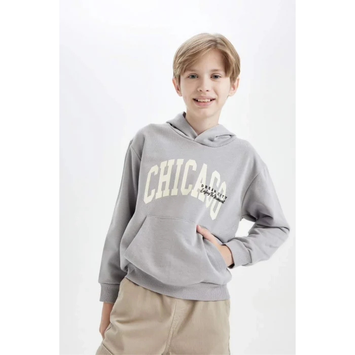 C9798 Regular Fit Kapüşonlu Cepli Sweatshirt