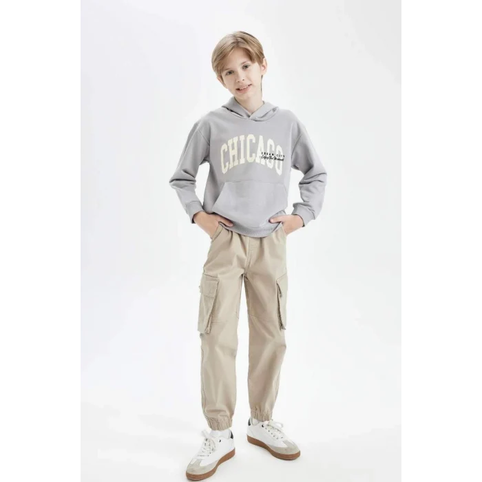 C9798 Regular Fit Kapüşonlu Cepli Sweatshirt