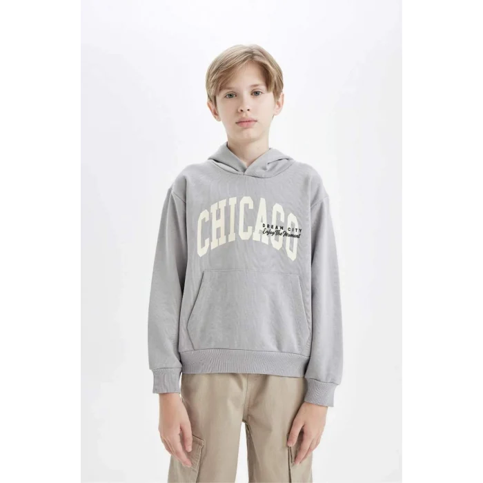 C9798 Regular Fit Kapüşonlu Cepli Sweatshirt