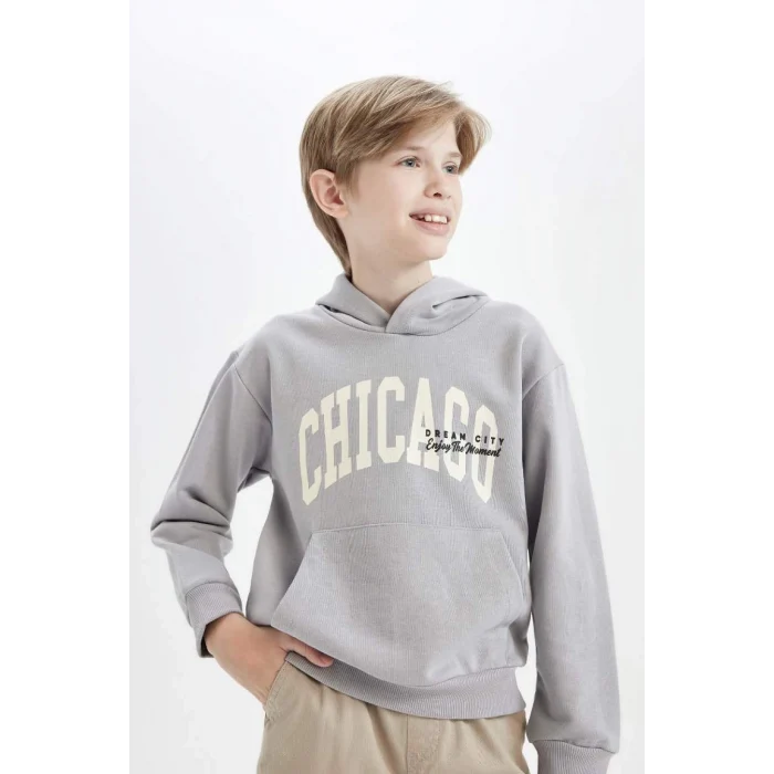 C9798 Regular Fit Kapüşonlu Cepli Sweatshirt