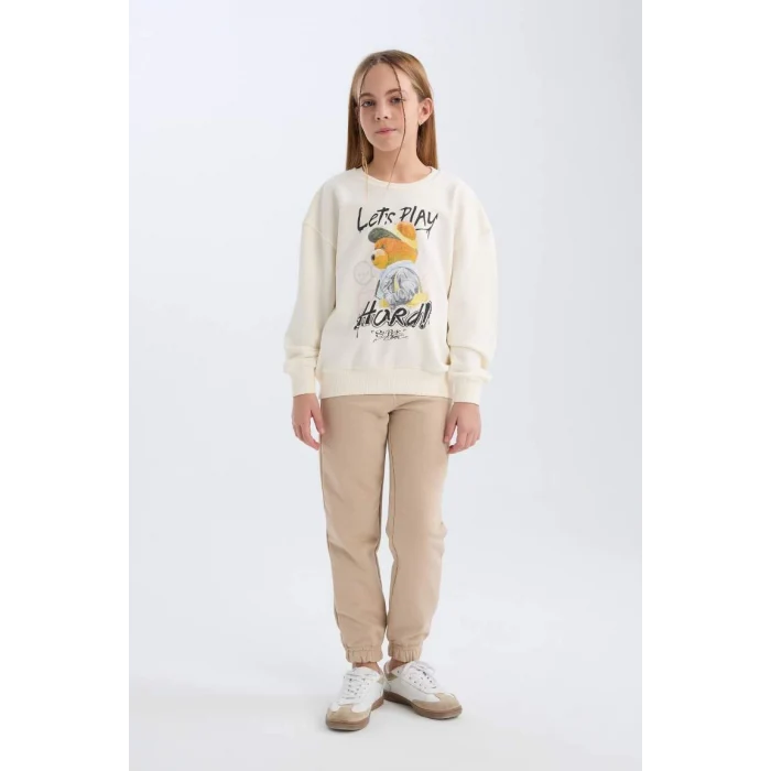 D0607 Oversize Fit Ayı Baskılı Sweatshirt