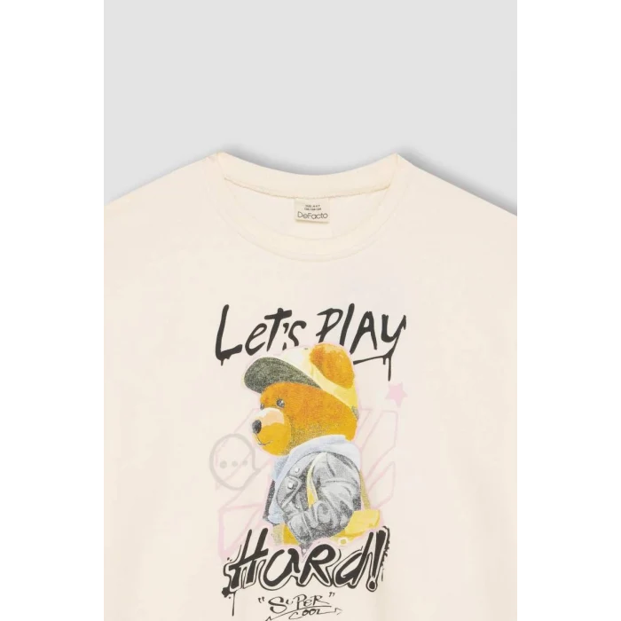 D0607 Oversize Fit Ayı Baskılı Sweatshirt