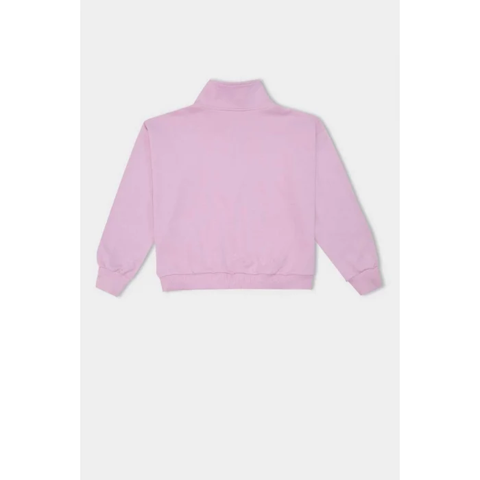 D0620 Relax Fit Yarım Fermuarlı Baskılı Sweatshirt