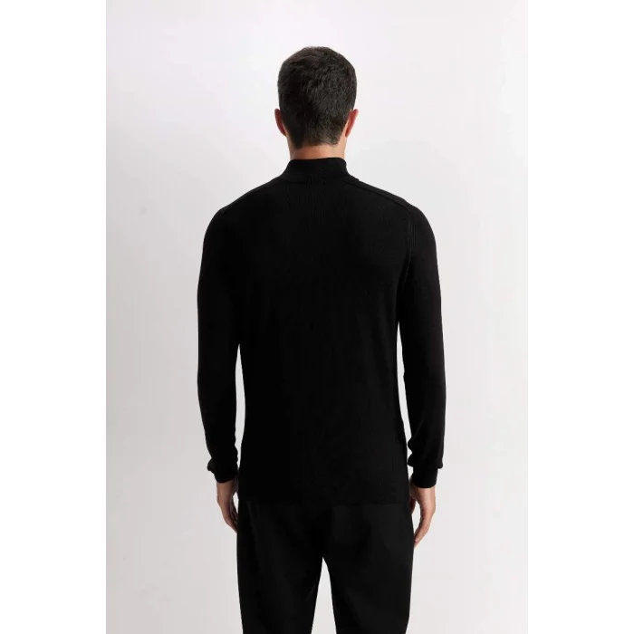 D0624 Standart Fit Dik Yaka Yarım Fermuarlı Yumuşak Dokulu Premium Triko Kazak
