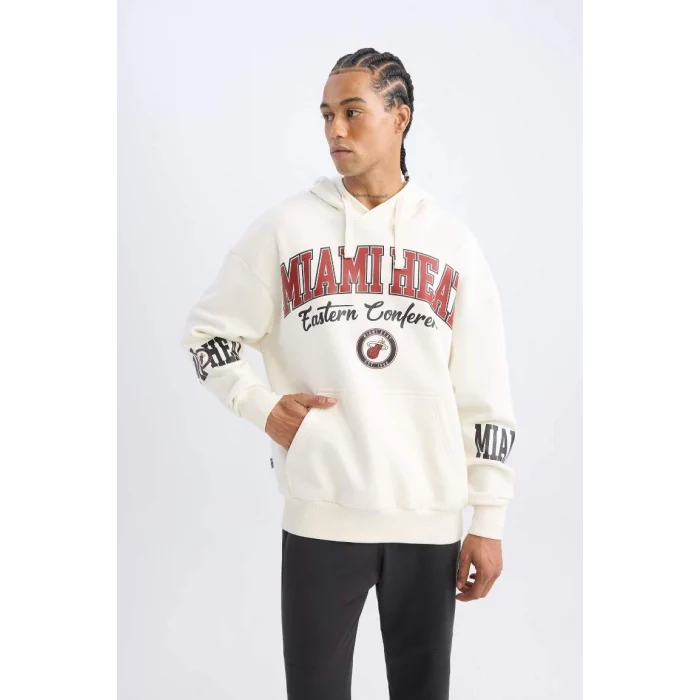 D0672 NBA Miami Heat Kapüşonlu Baskılı Sweatshirt