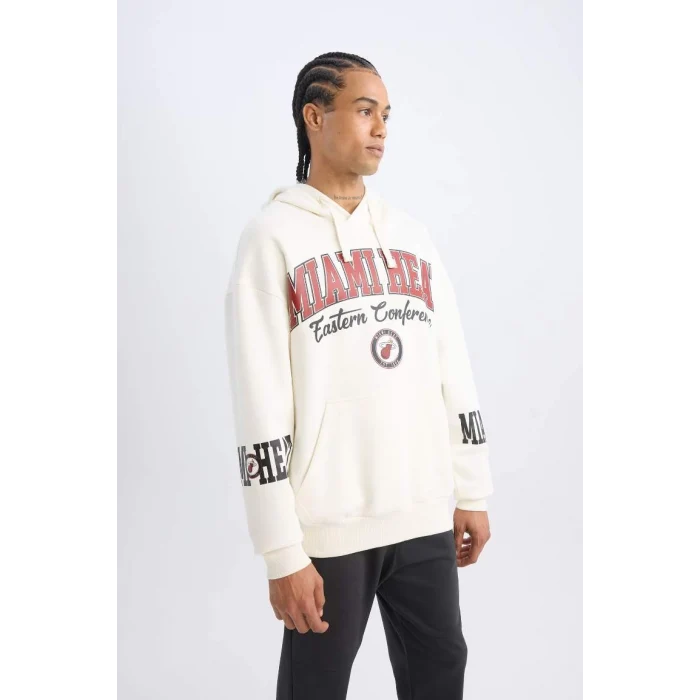 D0672 NBA Miami Heat Kapüşonlu Baskılı Sweatshirt