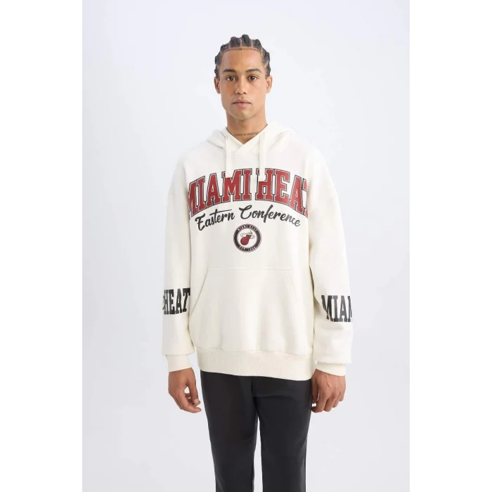 D0672 NBA Miami Heat Kapüşonlu Baskılı Sweatshirt