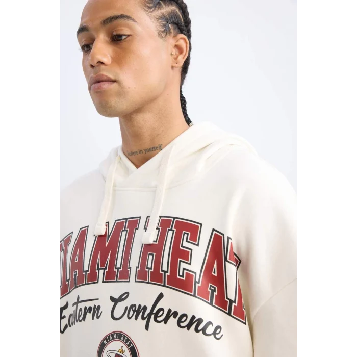 D0672 NBA Miami Heat Kapüşonlu Baskılı Sweatshirt