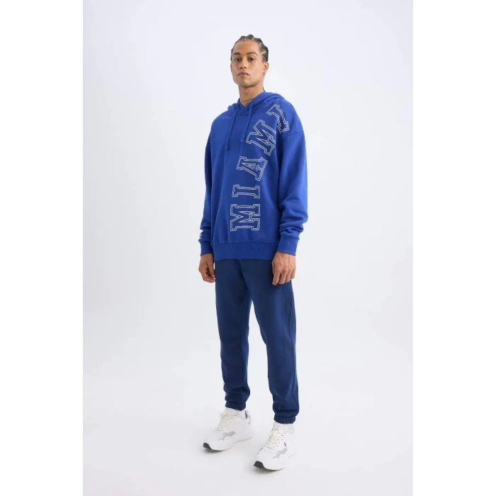 D0677 DeFactoFit NBA Miami Heat Oversize Geniş Kalıp Kapüşonlu Kalın Sweatshirt