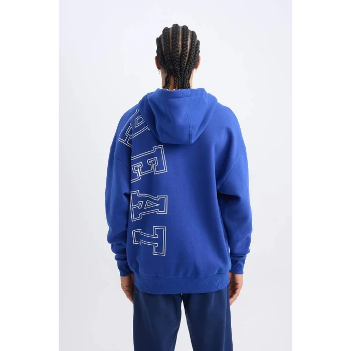 D0677 DeFactoFit NBA Miami Heat Oversize Geniş Kalıp Kapüşonlu Kalın Sweatshirt