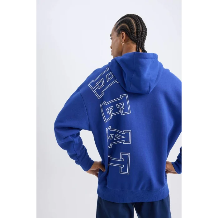 D0677 DeFactoFit NBA Miami Heat Oversize Geniş Kalıp Kapüşonlu Kalın Sweatshirt