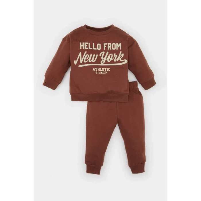 D0721 Baskılı Sweatshirt Beli Lastikli Eşofman Altı