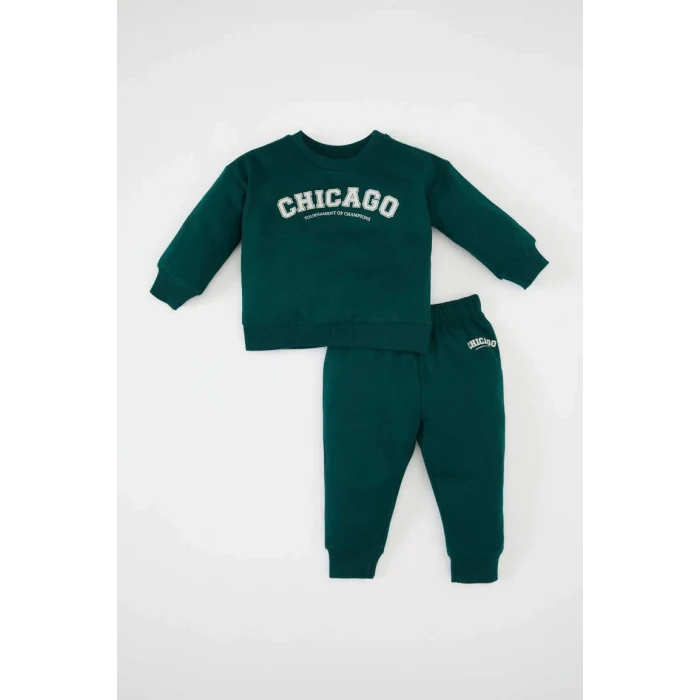 D0722 Slogan Baskılı Sweatshirt Jogger Eşofman Alt