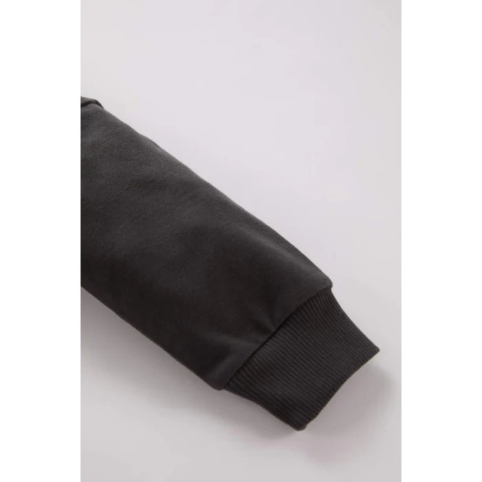 D0724 2li Takım Bisiklet Yaka Baskılı Sweatshirt Beli Lastikli Eşofman Altı