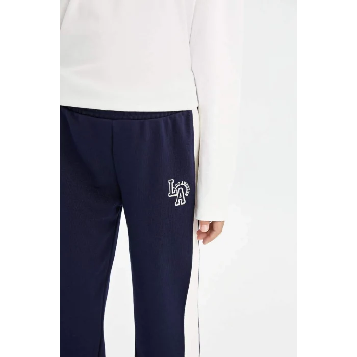 D0735 Baskılı Beli Paçası Lastikli Lacivert Jogger Eşofman Altı